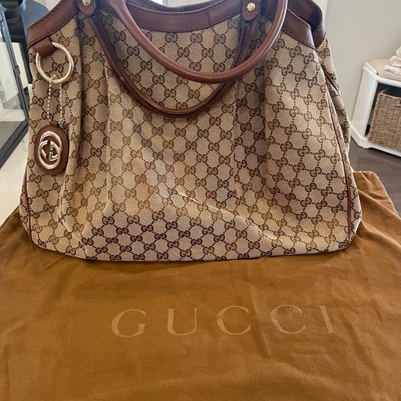 Gucci Monogram Sukey Tote- Large- Brown